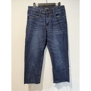 OLGYN Capri Jeans Women 31" Straight Raw Hem 100% Cotton High Rise Travel